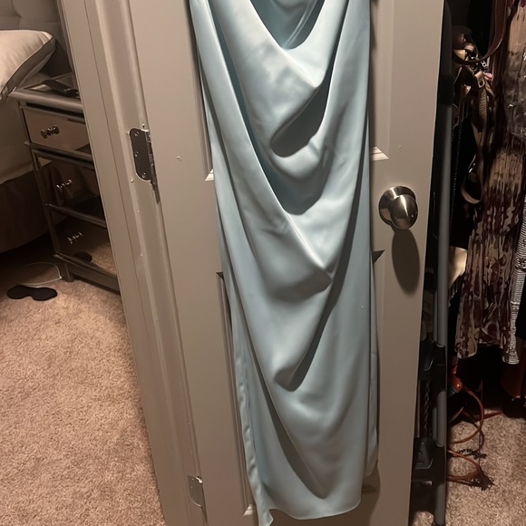 Blue one shoulder with slit gown - Picture 2 of 3